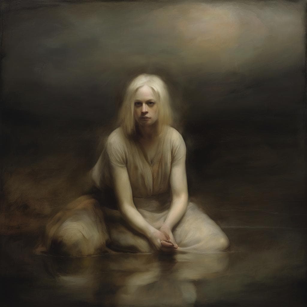 Μοντέρνα προσωπογραφία γυναίκας σε καταφύγιο, η εσωτερική έκφραση και ο τόνος της εικόνας δημιουργούν προσωπικό καταφύγιο.